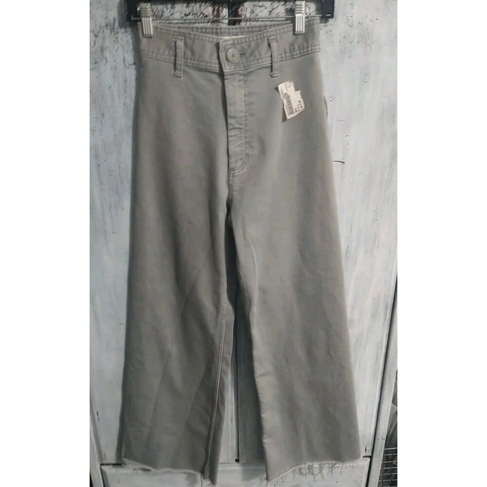 Zara Wide Leg Cropped Denim Jeans Gray 2 Grunge Boho
